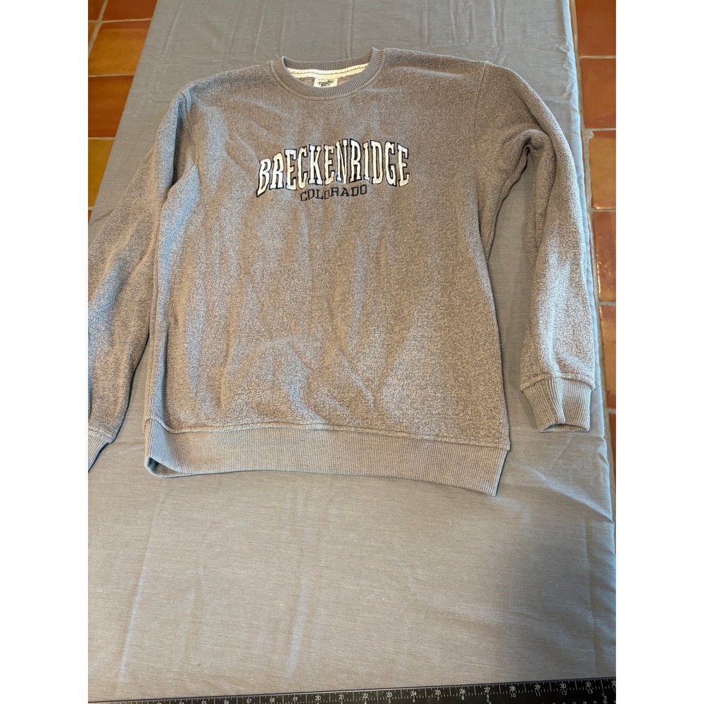 Pacific & Co Breckenridge Colorado Sweatshirt Gray Textured Knit Pullover L